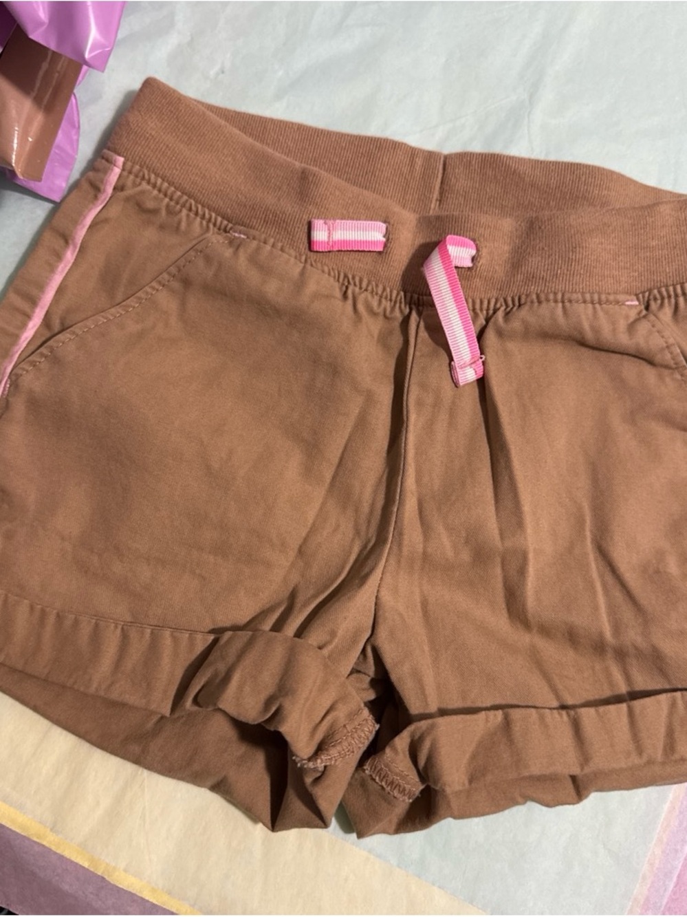 Cat & Jack Brown Athletic Shorts with Pink Trim